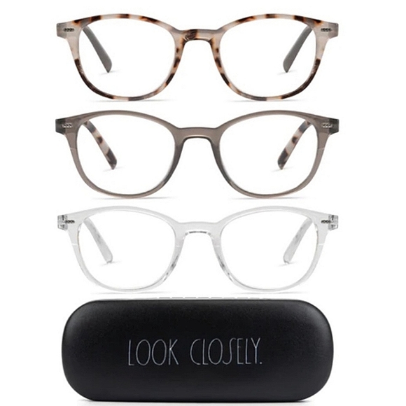 ❌SOLD❌Rae Dunn LOOK CLOSELY 3pack Reading Glasses +Glasses Case - Picture 3 of 3